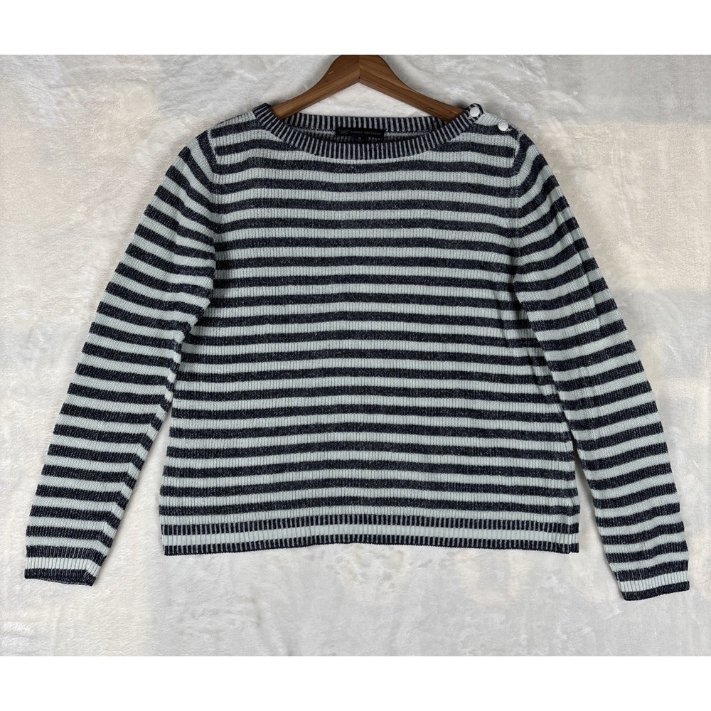 Brooks Brothers 346 Womens M Linen/Cotton Blend Striped Knit Sweater Preppy